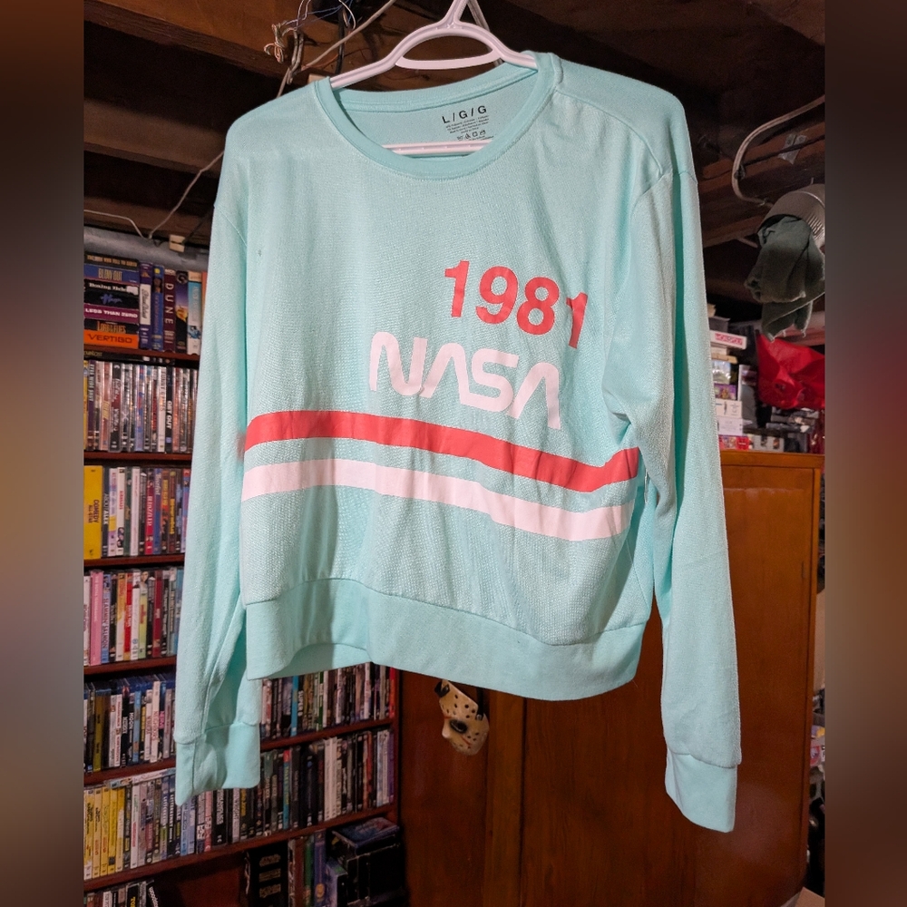 1981 NASA Women's Teal 2 Piece Pajamas. Size Large. New With Tags .Top And Pants
